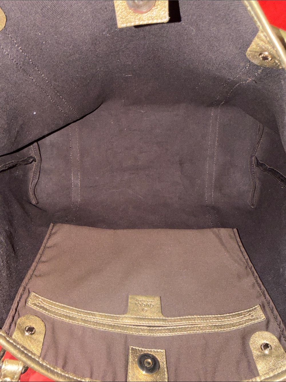 GUCCI Brown GG Monogram Canvas Tote with Gold Trim - Picture 5 of 15